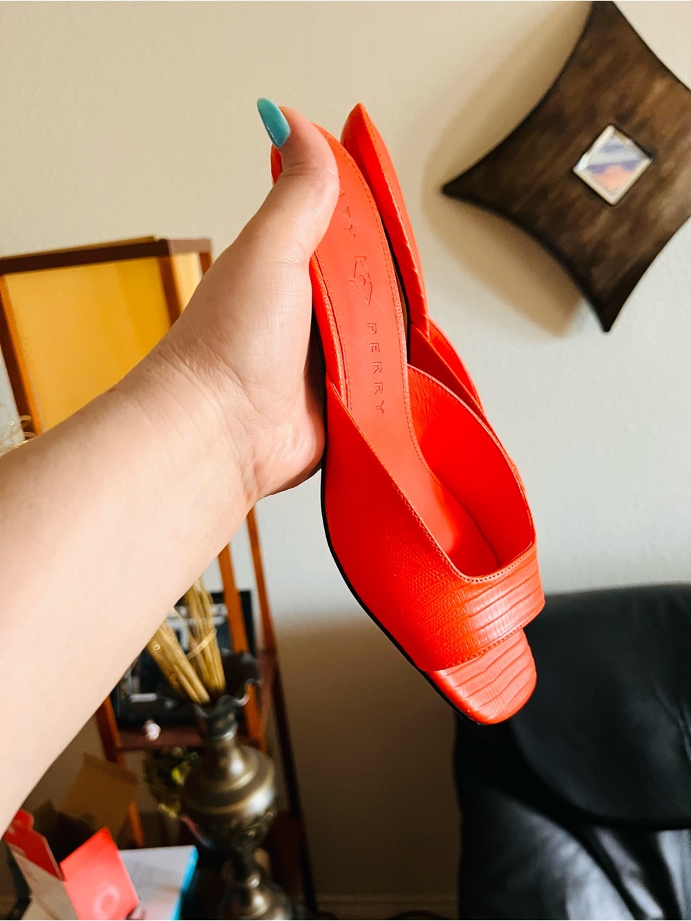 Katy Perry Collections Orange Open-Toe Kitten Heel Mule - Picture 3 of 5